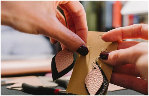 Leather and Metal Earrings